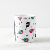 ピックルパーソナライズされたボールモノグラムブルーグリーンピンク コーヒーマグカップ (中央)