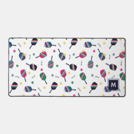 ピックルパーソナライズされたボールモノグラムブルーグリーンピンク デスクマット