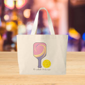 ピックルパーソナライズされたボール名パドルストライプのラージ ラージトートバッグ