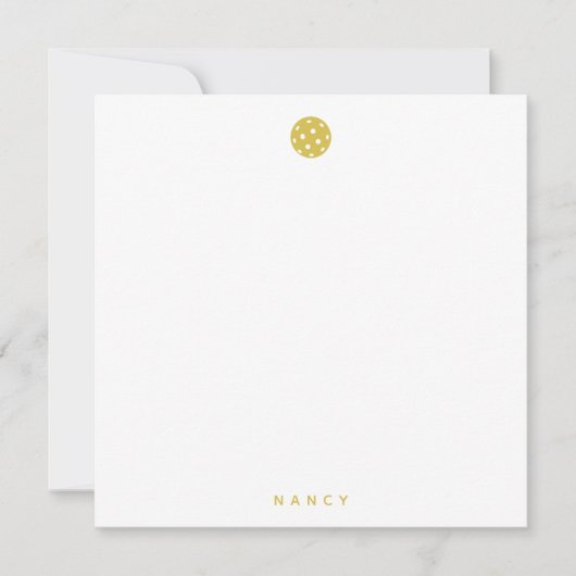 ピックルパーソナライズされたボール名マスタードイエロー ノートカード (正面)