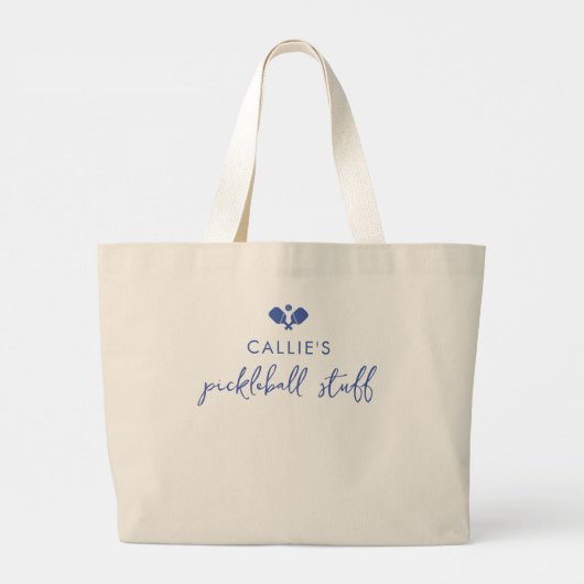 ピックルパーソナライズされたボール選手の名前カスタム ラージトートバッグ (裏面)