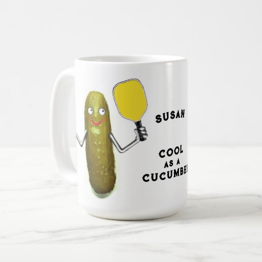 ピックルパーソナライズされたボール コーヒーマグカップ (正面左)