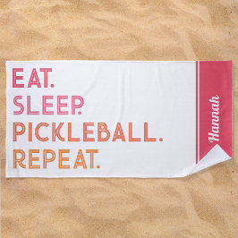 ピックルパーソナライズされたボール：食べスリープの繰り返し ビーチタオル