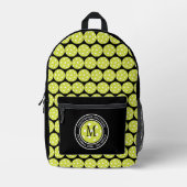 ピックルボールおもしろい引用文名イニシャルブラック プリントバックパック (正面)