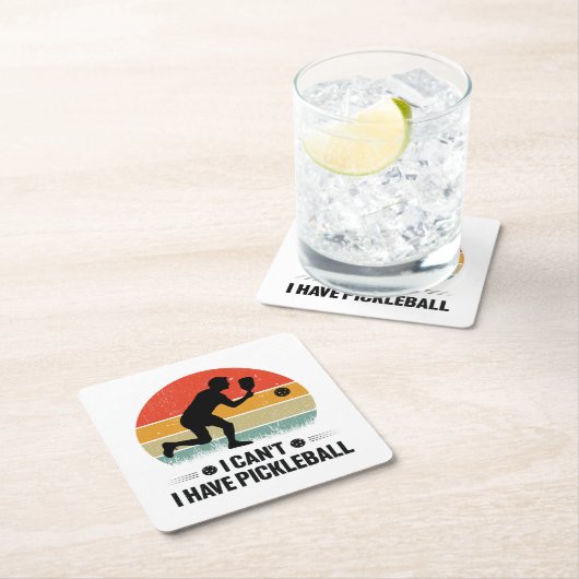 ピックルボールがあって無理なの、ピックルボール大好き スクエアペーパーコースター (インサイチュ)