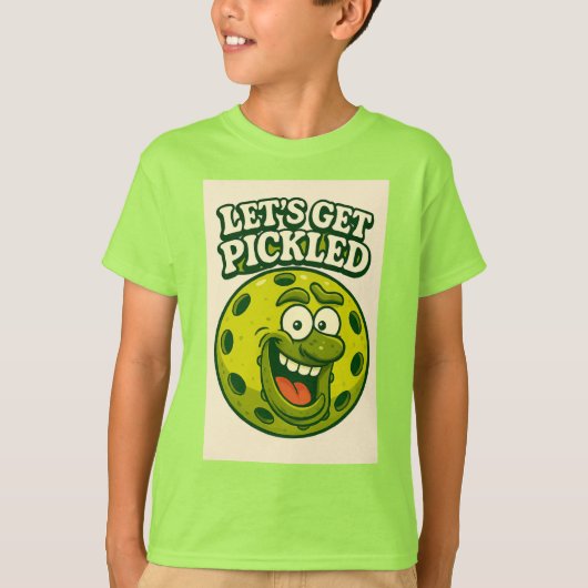 ピックルボールで楽しむ少年Tシャツ Tシャツ (正面)