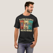ピックルボールで記憶力アップ!面白いネコ Tシャツ (正面フル)