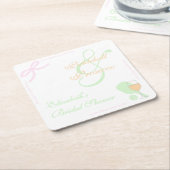 ピックルボールとプロセッコのブライズシャワー スクエアペーパーコースター (アングル)