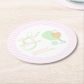 ピックルボールとプロセッコのブライズシャワー ラウンドペーパーコースター (アングル)