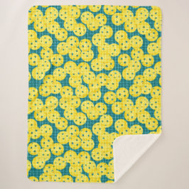 ピックルボールは人生 - ティールに黄色 シェルパブランケット