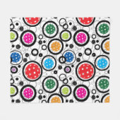 ピックルボールを含むパターン  フリースブランケット (正面(横))