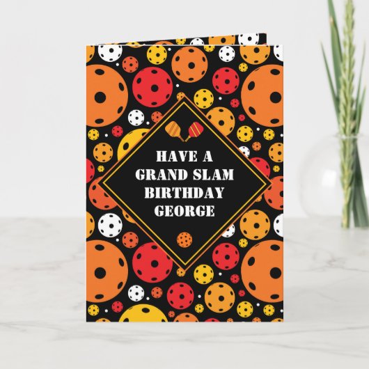 ピックルボールグランドスラム誕生日カスタマイズ カード (正面)