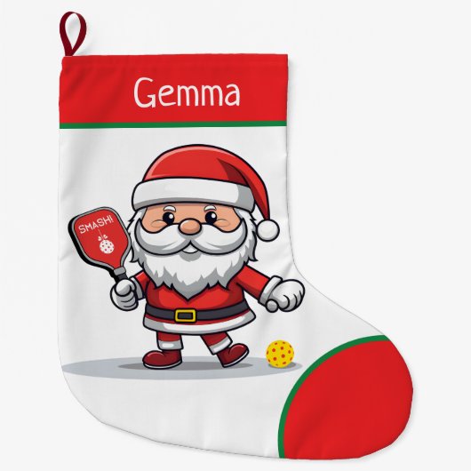 ピックルボールサンタスラージクリスマスストッキング ラージクリスマスストッキング (正面)