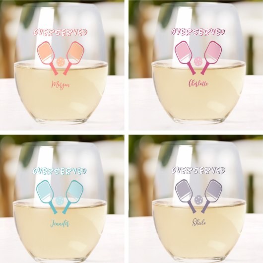 ピックルボールスポーツパンクスタマイズネームバチェロレッテファン ステムなしワイングラス