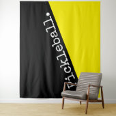 ピックルボールスポーティ明るい黄色のブラックカラーブロック タペストリー (インサイチュ)