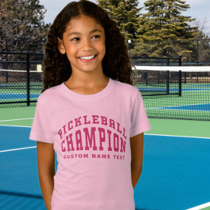ピックルボールチャンピオンズ名前をカスタムするピックレバレルピンク Tシャツ