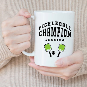 ピックルボールチャンピオン名前をカスタムするイニシャルブラックおもしろい ジャンボコーヒーマグカップ