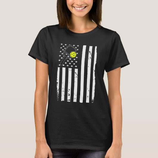 ピックルボールチーム米国国旗 Tシャツ (正面)