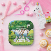 ピックルボールバンニーおもしろいハッピーイースター名 ペーパープレート (パーティー)