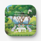 ピックルボールバンニーおもしろいハッピーイースター名 ペーパープレート (正面)