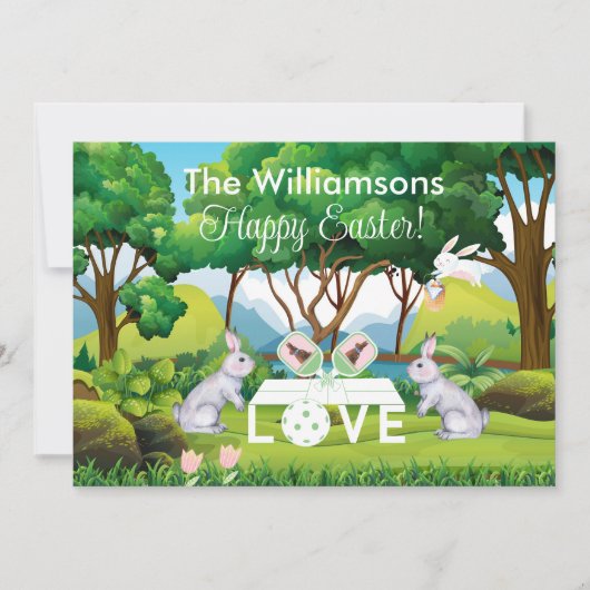 ピックルボールバンニーおもしろいハッピーイースター シーズンカード (正面)