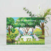 ピックルボールバンニーおもしろいハッピーイースター シーズンカード (スタンド正面)