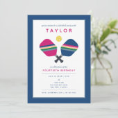 ピックルボールパーティースポーツ青緑ピンク招待状 招待状 (スタンド正面)