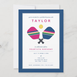 ピックルボールパーティースポーツ青緑ピンク招待状 招待状