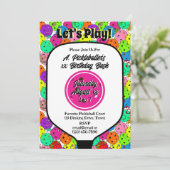 ピックルボールパーティー風船のマゼンタ色の写真 招待状 (スタンド正面)