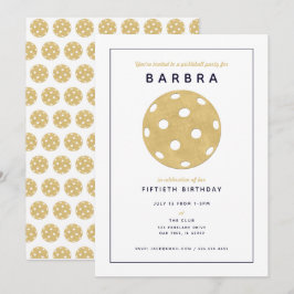ピックルボールパーティー シック ゴールド ブラック パーティー招待状 招待状