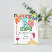 ピックルボールパーティー 誕生日 水彩画 ポストカード (スタンド正面)