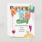 ピックルボールパーティー 誕生日 水彩画 ポストカード (正面/裏面)