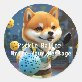 ピックルボールピックルバレエ柴犬 ラウンドシール
