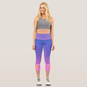 ピックルボールプリントカラフル水玉模様カスタム文字 カプリレギンス (正面)