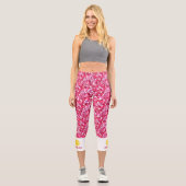 ピックルボールプリントバレンタインデーハートカスタム文字 カプリレギンス (正面)