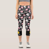 ピックルボールプレーヤーフローラルパターン追加カスタム文字 カプリレギンス (正面)