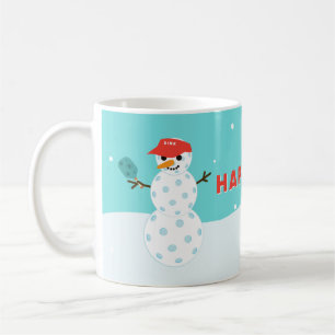 ピックルボールホリデーカスタム雪だるまユーモアのあるマグ コーヒーマグカップ