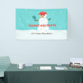 ピックルボールホリデークリスマスおもしろい雪だるまパーティー 横断幕 (トレードショー)