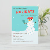 ピックルボールホリデーパーティーユーモアのある雪だるま 招待状 (スタンド正面)
