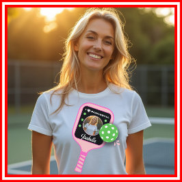 ピックルボールラブ ピンクパドル かわいいスポーツ写真 トライブレンドTシャツ