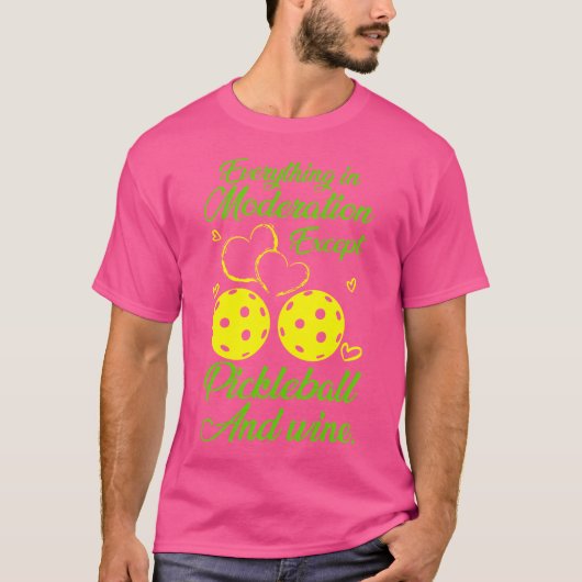 ピックルボール以外はほどほどに ワイン Tシャツ (正面)
