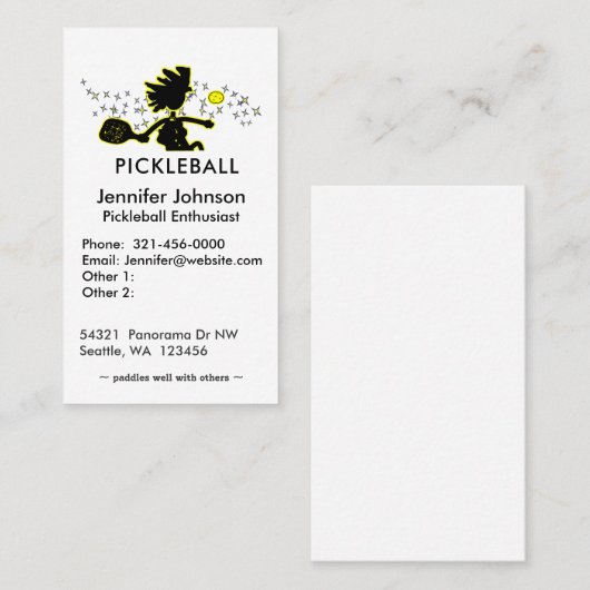ピックルボール喜劇シルエット名刺 名刺 (正面/裏面)