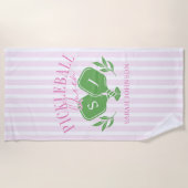 ピックルボール女王カスタム名前モノグラム ビーチタオル (正面)