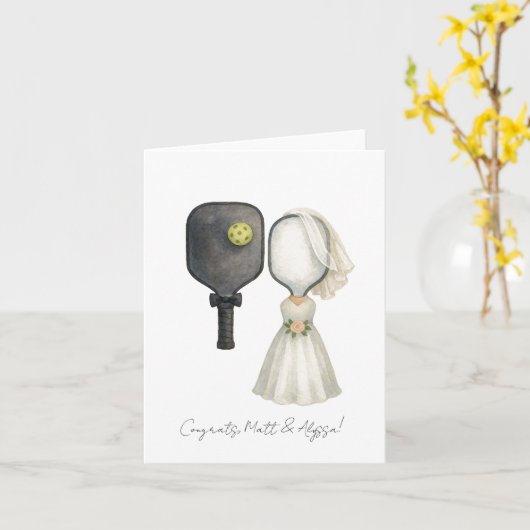 ピックルボール好きなカップルのための結婚カード カード (黄色い花)