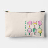 ピックルボール好き レトロ ピンク 緑 カスタマイズ アクセサリーポーチ (正面)