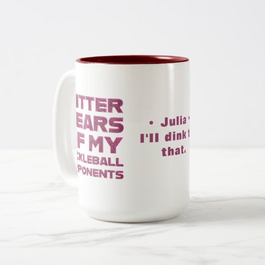 ピックルボール対戦相手のピンクの輝く涙 ツートーンマグカップ (正面左)