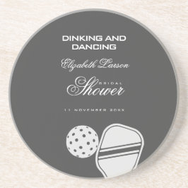 ピックルボール愛好家のブライズシャワー　ブラック＆ホワイト コースター