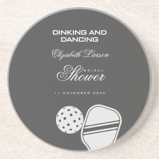 ピックルボール愛好家のブライズシャワー　ブラック＆ホワイト コースター (正面)