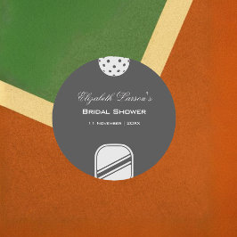 ピックルボール愛好家のブライズシャワー　ブラック＆ホワイト ラウンドシール