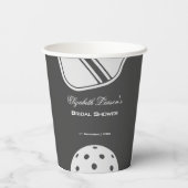 ピックルボール愛好家のブライズシャワー　ブラック＆ホワイト 紙コップ (裏面)